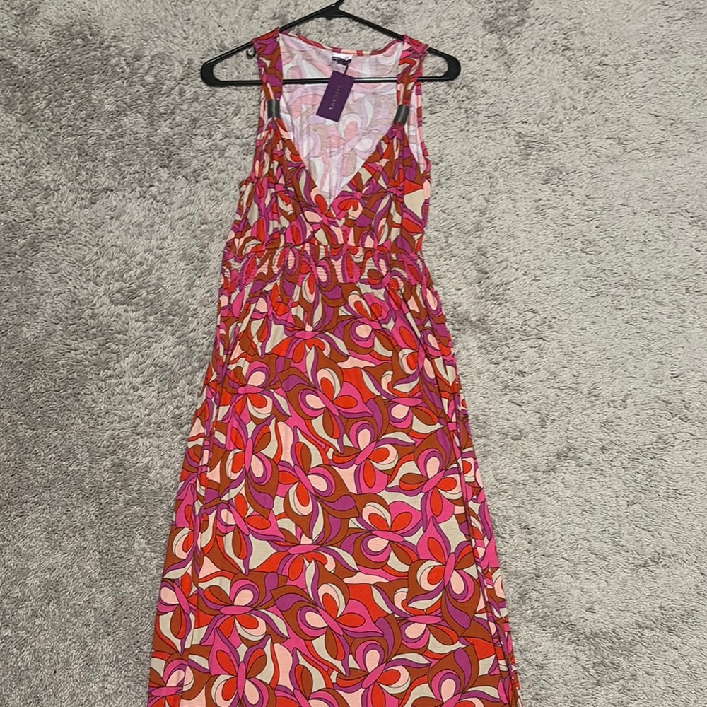Red and White Sleeveless Maxi Sundress
